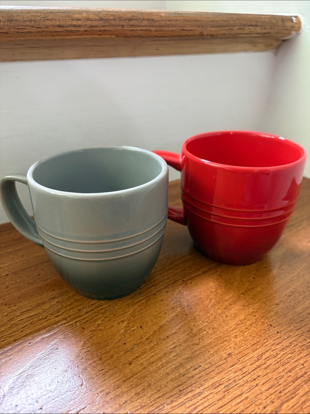 Le Creuset 350ml Coffee Mugs Flint & Cerise - Set of 2 - Picture 2 of 8